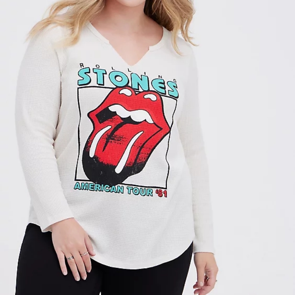 Nwt torrid ivory rolling stones waffle tshirt. Size 2x 18-20